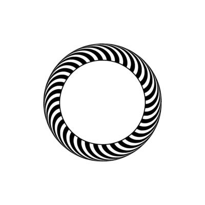 Abstract Optical Illusion Ring in Black and White, Minimalist