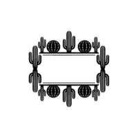 Southwestern Desert Frame Cactus Saguaro, Minimalist, Black White vector