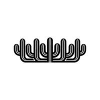 Minimalist Black Line Cactus Arrangement on White Background vector