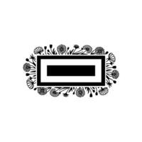 Floral Frame with Black Rectangle, Minimalist vector