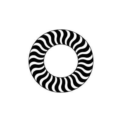 Wavy Black and White Donut-Shaped Op Art
