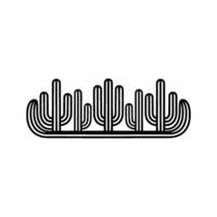 Minimalist Cactus Line Art on Gray Background, Monochrome vector