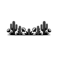 Minimalist Desert Cactus and Flower Line Art on White vector