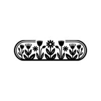 Minimalist Flower Border, Black and White Floral Illustration vector