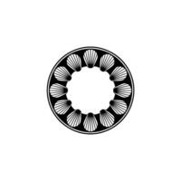 Black White Floral Circular Pattern on Cream Background vector
