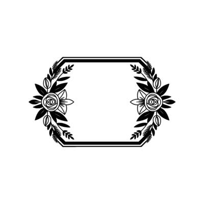 Elegant Floral Frame, Black and White, Minimalist, Template