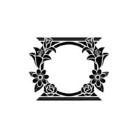 Elegant Floral Frame in Black White on White Background vector