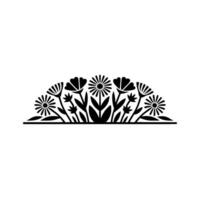 Minimalist Floral Half-Circle Black Silhouettes for Use vector