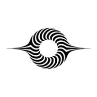 Abstract Black and White Striped Torus with Extended Lines vector