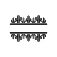 Minimalist Cactus Frame Black and White Illustration vector