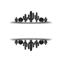 Minimalist Cactus Frame Desert Illustration, Copy Space vector