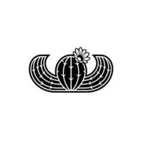 Cactus Winged Badge Minimalist Desert Emblem vector