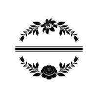 Elegant Floral Emblem Black and White Botanical for Invitations Branding vector