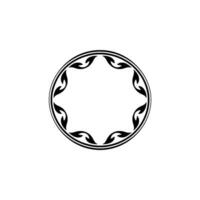 Elegant Black White Floral Circle Frame, Decorative Element vector