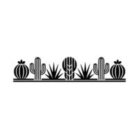 Desert Landscape Cactus Succulent Border in Minimalist Style vector