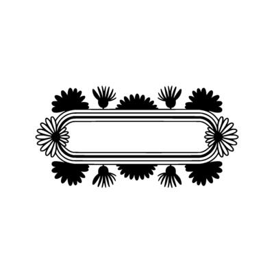 Floral Frame with Blank Space, Black White, Minimalist