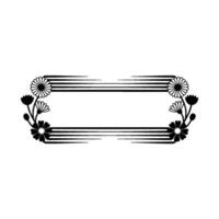 Floral Deco Frame Black and White Element vector