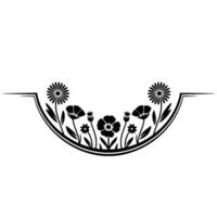 Floral Border Black White Botanical vector