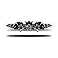Floral Frame Silhouette Elegant Roses and Lilies on White Background vector