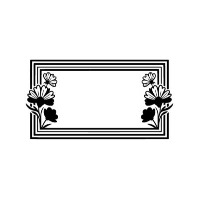 Elegant Floral Frame Black White for Announcements, Invitations, and More