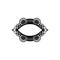 Floral Eye-Shape in Black and White on White Background vector