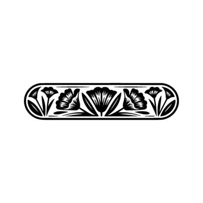 Floral Ornament Black White, Art Deco Inspired Border
