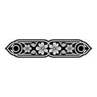 Floral Border Ornament in Black White, Decorative Element vector