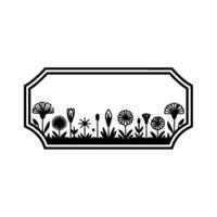 Floral Badge Emblem, Minimalist, Blank Space vector