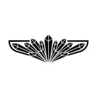 Geometric Crystal Motif in Black White on White Background vector