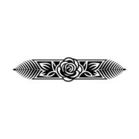 Art Deco Rose and Leaf Decorative Border Element in Black on White vector