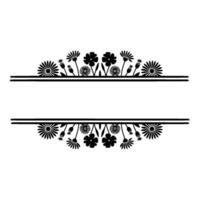 Elegant Floral Frame with Space for Text - Black and White vector