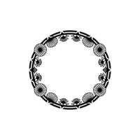 Elegant Black Floral Circle Frame on White Background - Minimalist vector