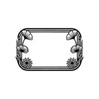Floral Frame Illustration Black and White, Minimalist, Decorative vector