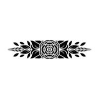 Elegant Black White Floral Border Element - Leaves - Rose vector