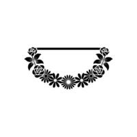 Minimalist Floral Frame - Black and White Illustration vector