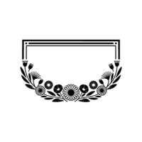 Elegant Floral Frame Illustration Black White, Border vector
