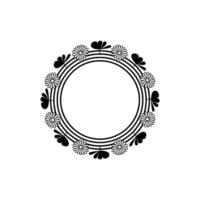 Floral Circle Frame Minimalist Black and White, Daisy vector