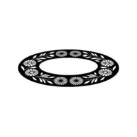 Black Floral Oval Frame on White Background vector