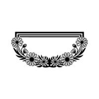 Elegant Black and White Floral Frame with Daisy Wreath vector