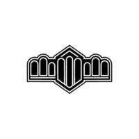 Geometric Deco Shield Emblem, Vintage Style vector