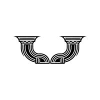Art Deco Column Pair, Geometric, Minimalist Emblem vector