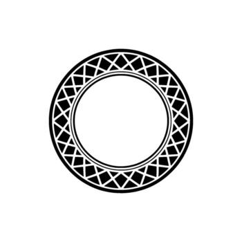 Geometric Circle Frame, Intricate Black Pattern, Minimalist vector