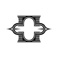 Geometric Cross Emblem, Classical Revival, Minimalist vector