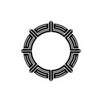Geometric Circle Ornament, Stylized Black vector