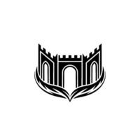 Gothic Fortress Emblem, Winged Guardian Symbol vector
