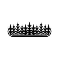 Minimalist Forest Silhouette, Tranquil Landscape Emblem, Trees vector