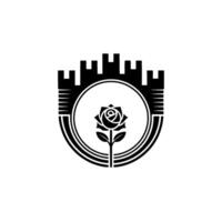 Emblem of Resilience Rose Within Fortress vector