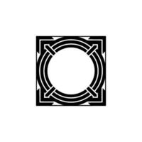 Geometric Ornament, Circular Frame, Minimalist vector