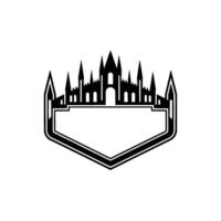 Gothic Castle Shield Emblem, Minimalist vector