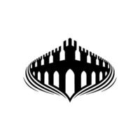 Gothic Fortress Silhouette, Symbolic Shield, Minimalist vector
